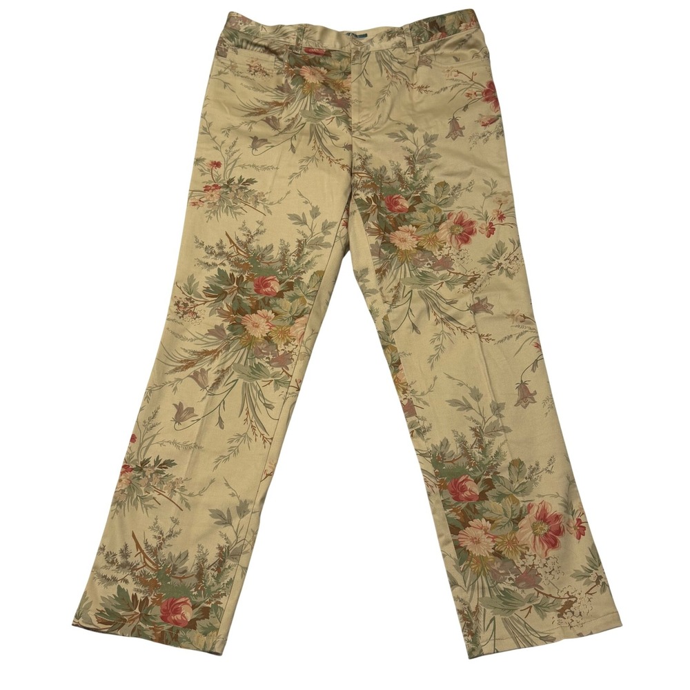 Lauren Ralph Lauren Floral Pants Womens 12 Cotton Stretch Botanical Cottagecore
